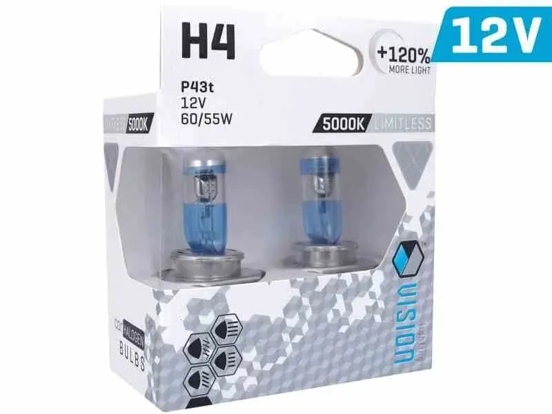 Żarówki VISION limitless white H4 12V 60/55W P43t U E4 +120%, 2 szt. Oferta