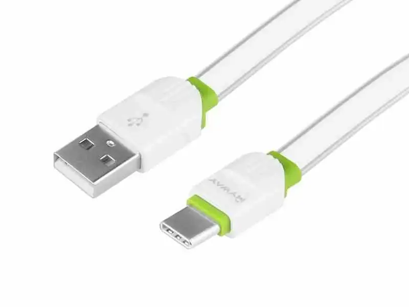 Kabel do ładowania i synchronizacji, silikonowy płaski, 200 cm, USB > USB-C Super okazja