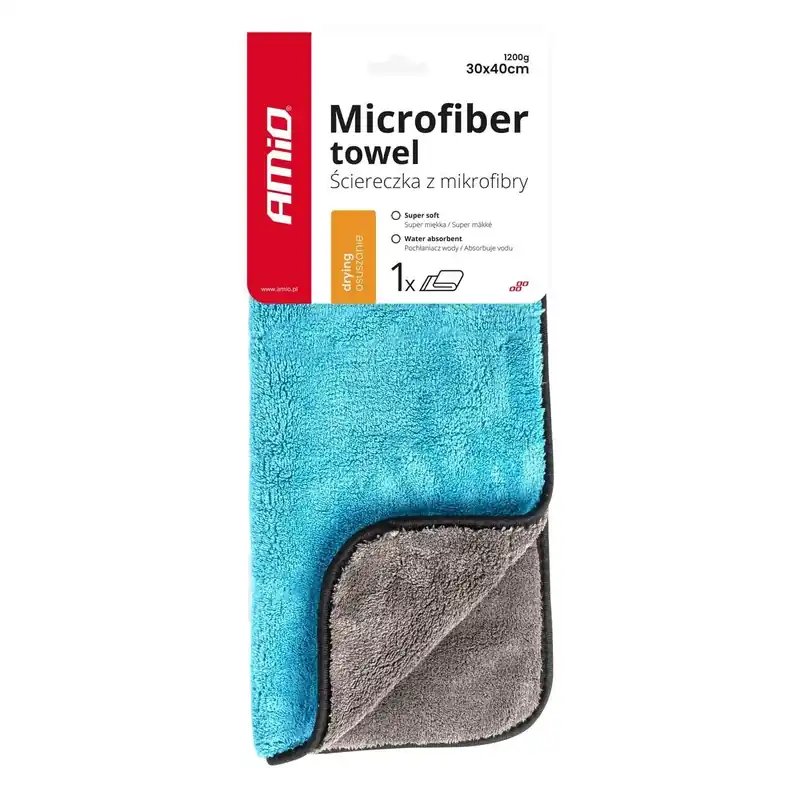 Kup teraz Ściereczka mikrofibra ręcznik do osuszania samochodu auta lakieru 30x40 cm 1200g AMIO-03757