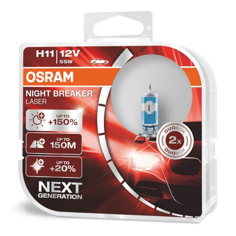 Żarówki halogenowe Osram H11 12V 55W PGJ19-2 NIGHT BREAKER LASER +150% /2szt./ Bestseller