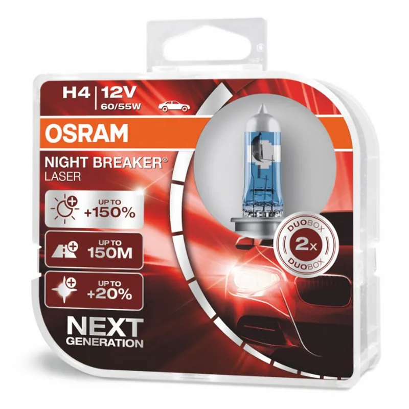 Okazja Żarówki halogenowe Osram H4 12V 60/55W P43t NIGHT BREAKER LASER +150% /2 szt./