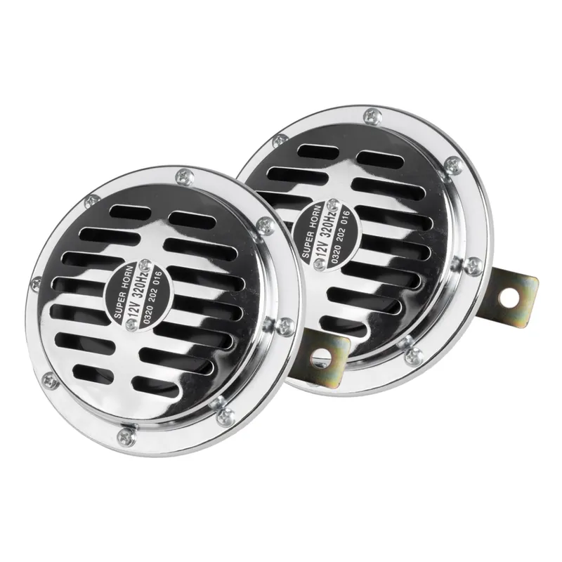 Klakson sygnał dźwiękowy chrom 125 mm 12V AMIO-04074 Tani